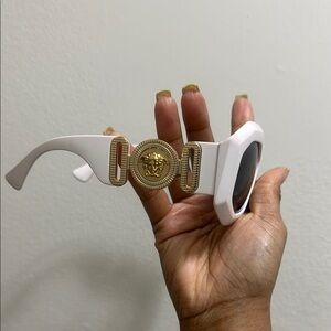 White and Gold Maxi Versace Medusa sunglasses